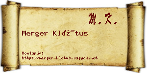 Merger Klétus névjegykártya